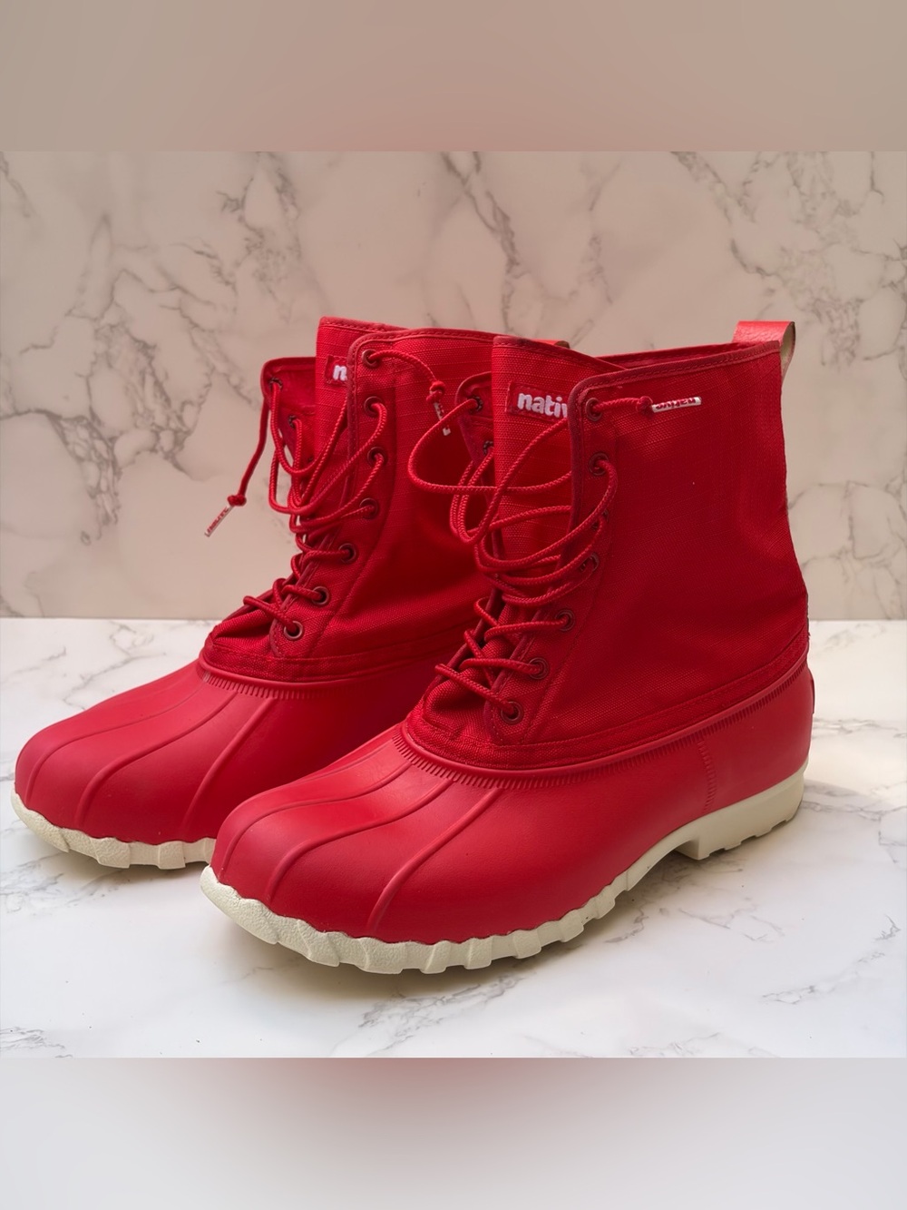 Native The Jimmy Citylite Ankle Duck Rain Boots Red Unisex Men’s Size 9
